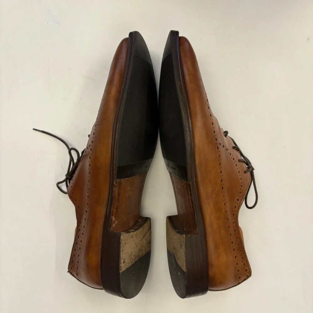 Calzoleria Toscana || Italian Leather Brogue‎ Oxford Dress Shoes Tan EU 44